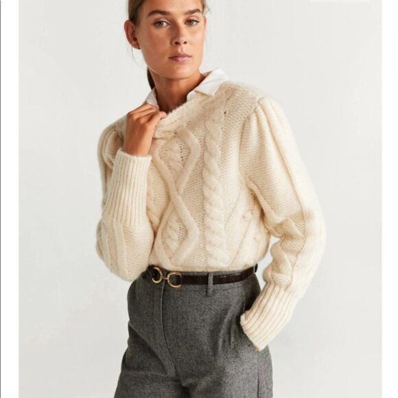 Mango Knitted Chunky Braided Sweater New - Picture 1 of 7